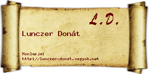 Lunczer Donát névjegykártya